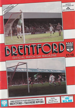 Brentford v Tranmere Rovers Match Programme 1991-05-19